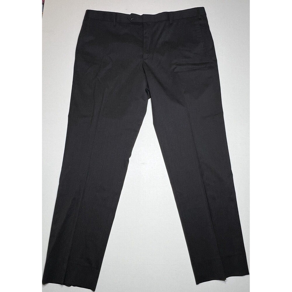 Zanella Dress Pants Mens 40x31 Black Wool Stretch Parker Italy Flat Front Office